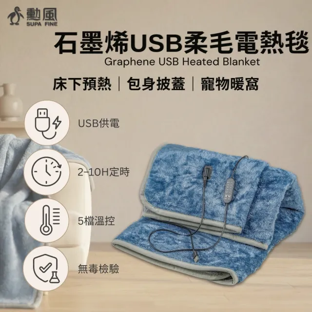 【勳風】石墨烯USB北極絨柔毛電熱毯/電毯/加熱毯/保暖毯(HFH-S8928)