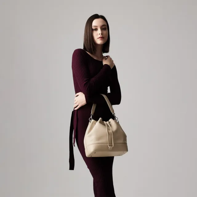 【BRAUN BUFFEL 德國小金牛】蓋蓓 大水桶包-黑色/麥色/杏色(BF874-32-BK/BRA/HM) 女包送禮推薦