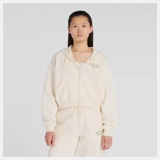 【NEW BALANCE】NB 外套 女 運動連帽外套 刷毛 美規 米白 WJ53509PEF