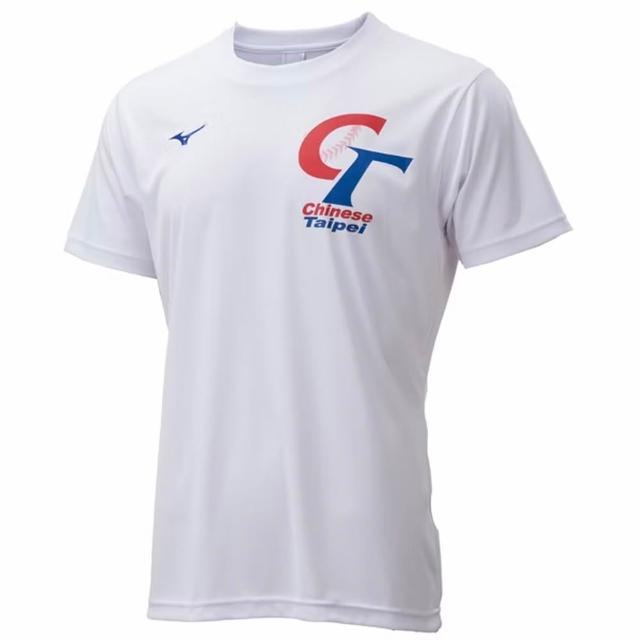 【MIZUNO 美津濃】短袖上衣 男 中華隊 吸濕排汗 合身版型 CT 白 12TCDL0301