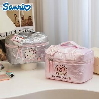【SANRIO 三麗鷗】凱蒂貓彼安諾刺繡手提化妝包 (Hello kitty/Piano)