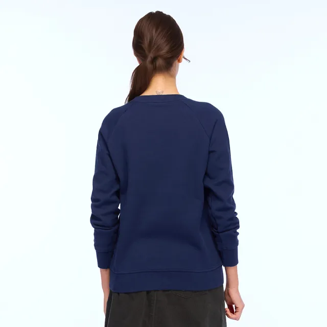 【JEEP】女裝 徽章造型半開襟長袖大學T(藍色)