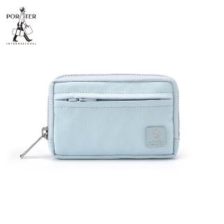【PORTER INTERNATIONAL】復古品味MORI實用拉鍊零錢包(輕霧藍)