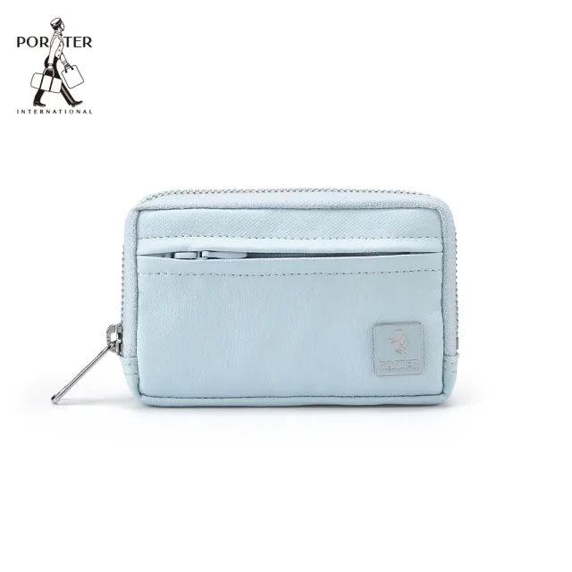 【PORTER INTERNATIONAL】復古品味MORI實用拉鍊零錢包(輕霧藍)