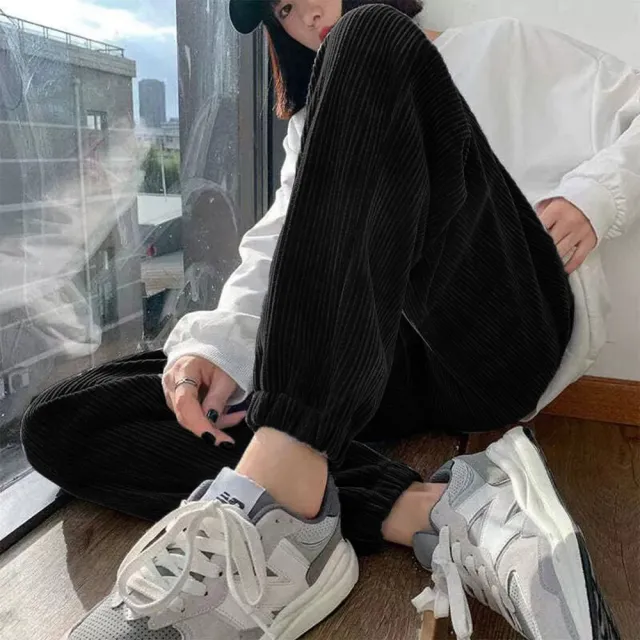 【D.studio】韓版加絨加厚高腰束腳寬褲 褲子 休閒褲 高腰褲 直筒褲 黑褲 發熱褲 保暖褲 秋冬女裝P302