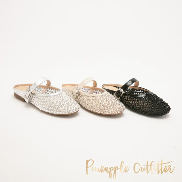 【Pineapple Outfitter】時髦滿鑽繫帶穆勒鞋RAPHA(黑色)