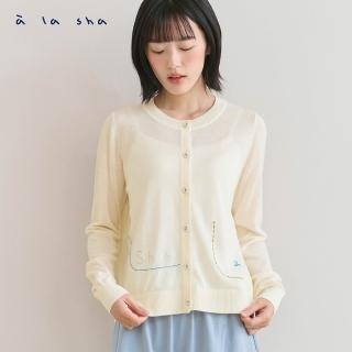 【a la sha】a繡花線條針織外套