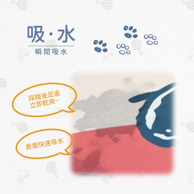 【SNOOPY 史努比】超吸水造型止滑吸水地墊(SET品號)