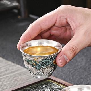 【Bravomart】青龍鎏銀茶杯 反口杯 茶盞