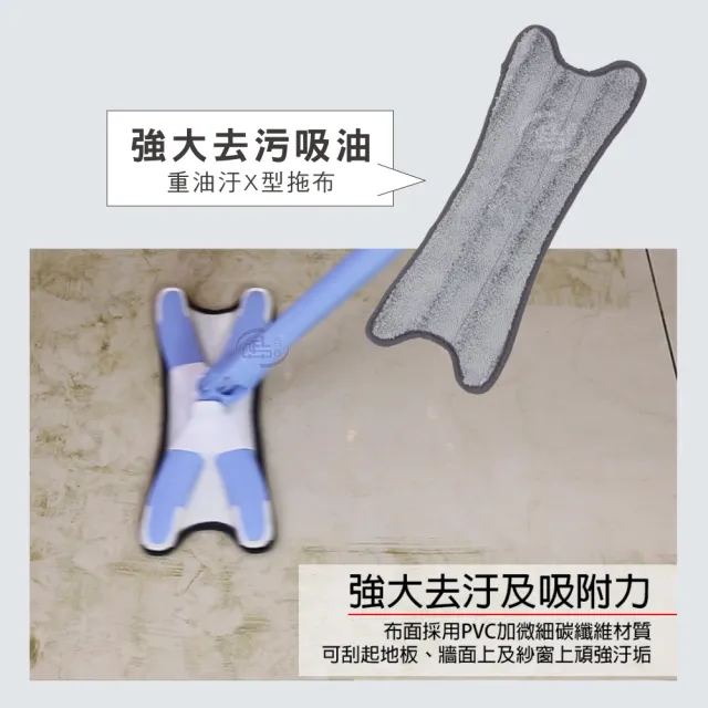 【百鈴】易秒擰免沾手X型加大平板拖把-重油汙X型拖布-12片(需搭配易秒擰免沾手X型加大平板拖把)