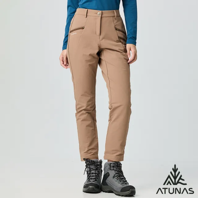 【ATUNAS 歐都納】女款石墨烯蓄熱抑菌抗臭輕保暖長褲(A1PA2506W可可棕/抗靜電/日常休閒/冬季賞雪/出國旅遊)