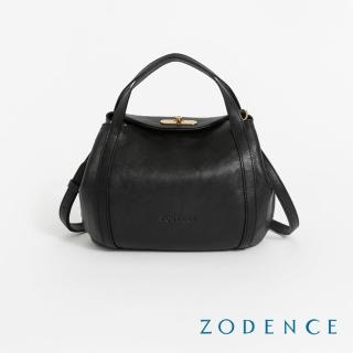 【ZODENCE 佐登司】LUCY義大利植鞣革手提斜背燈籠包(深邃黑)