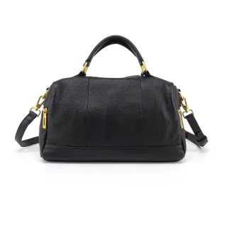 【LouiseC.】Tree House 牛皮簡約手提斜背波士頓真皮包-黑色(CC7720-05)