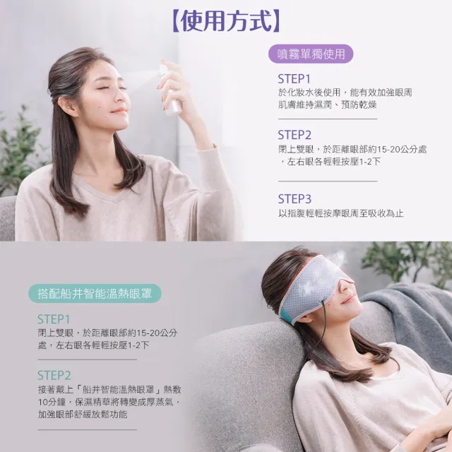 【funcare 船井生醫】智能石墨烯溫感熱敷眼罩耗材補充組-眼周噴霧50mlx1盒+保濕棉2盒(共60入)