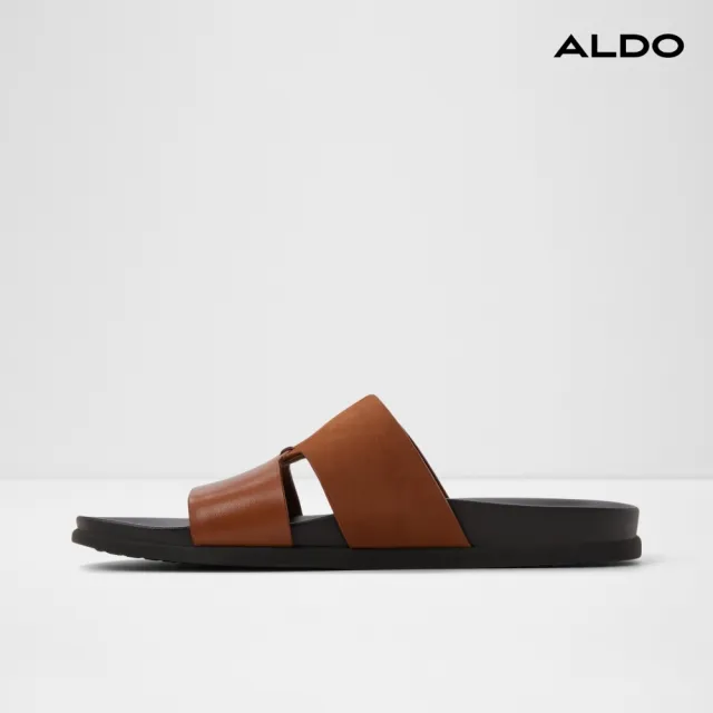 【ALDO】MARCELO-質感雙帶真皮涼拖鞋-男鞋(咖啡色)
