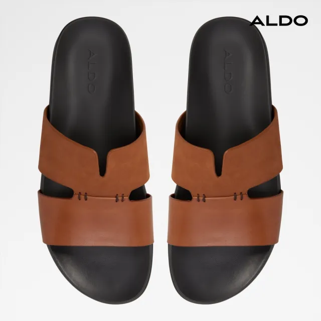 【ALDO】MARCELO-質感雙帶真皮涼拖鞋-男鞋(咖啡色)