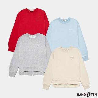 【Hang Ten】女裝-刷毛刺繡大學T(多色選)