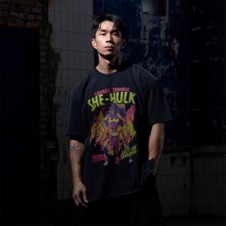 【VERVE】VintageWash™ Oversized水洗短袖 - 萬聖節限定Marvel Zombies - She Hulk(寬鬆、漫威、休閒短袖)