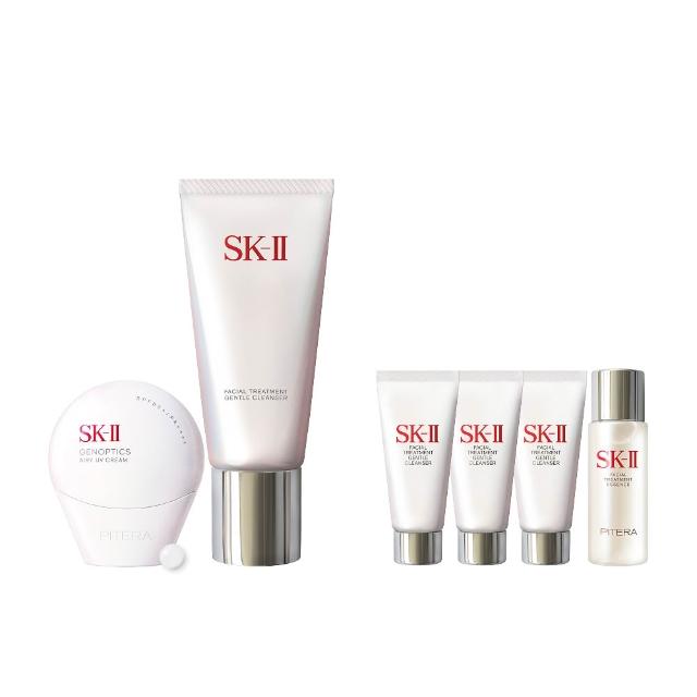 【SK-II】防曬霜30g＋潔面乳120g(五合一小白球/防曬透明/新客入手)