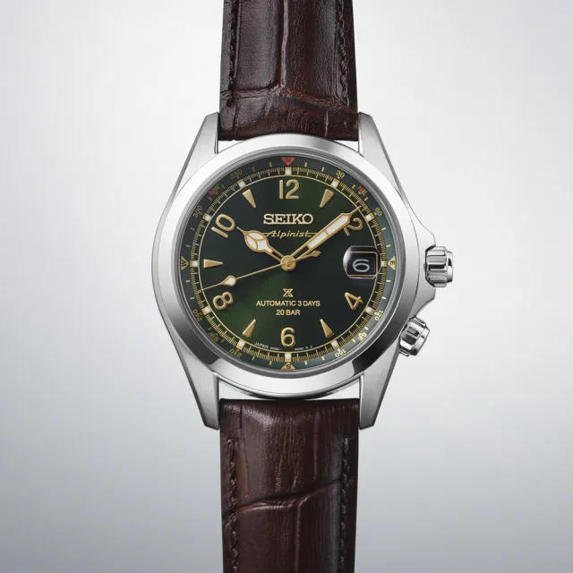 【SEIKO 精工】Prospex Alpinist運動復古風格機械錶-綠x咖啡/39.5mm 送禮(SPB507J1/6R55-00P0G)618 禮物