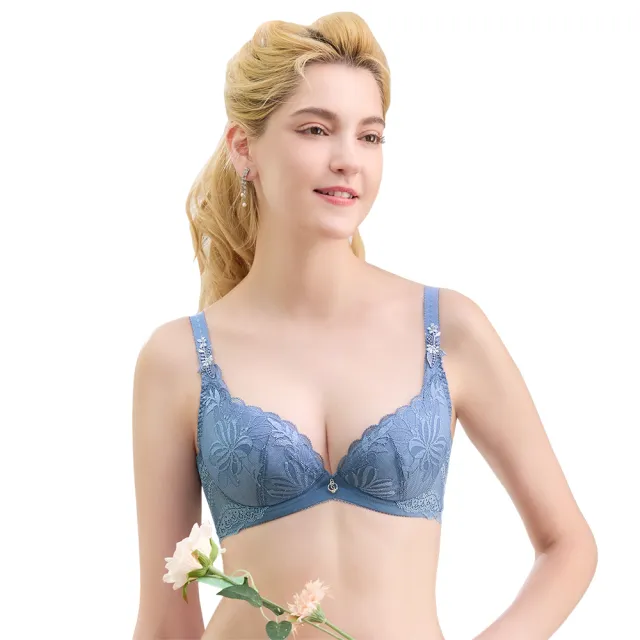 【Swear 思薇爾】撩波巴黎之春系列D-F罩涼感蕾絲集中包覆女內衣(鈷藍色)
