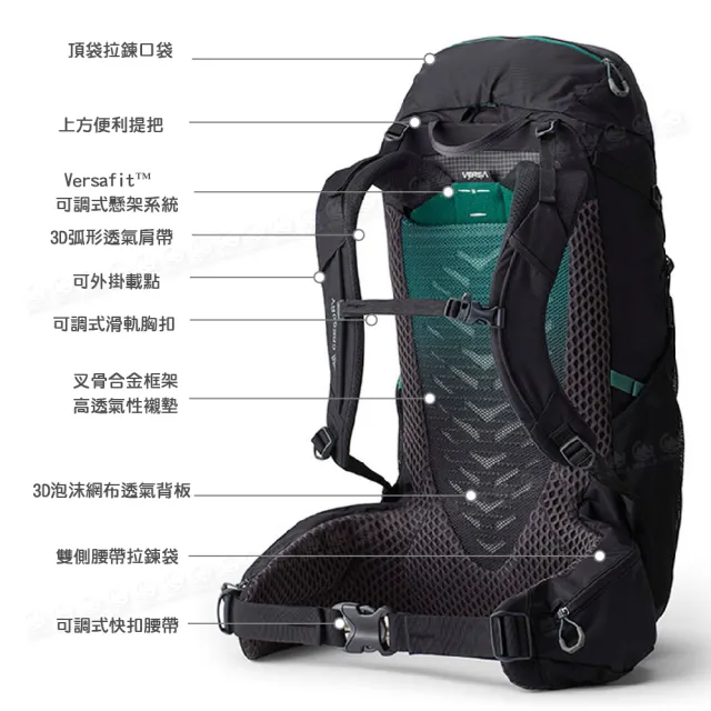【Gregory】35L STOUT登山背包《森林黑》149374/雙肩背包/後背包/輕便休閒包