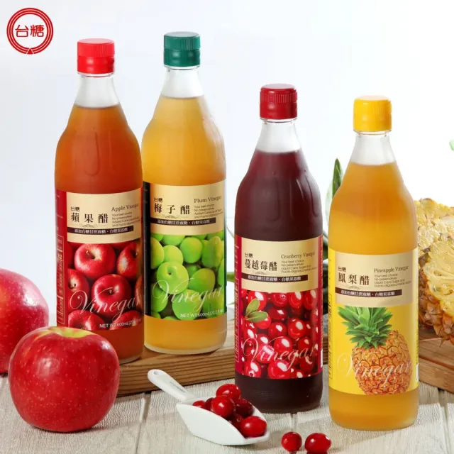 【台糖】鳳梨醋 600ml/瓶 x6入(天然釀造醋+鳳梨原汁 添加台糖果寡醣 蜂蜜)