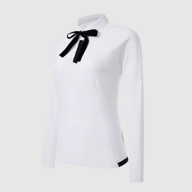 【HONMA 本間高爾夫】女款長袖緞帶POLO衫 2025春夏款 日本高爾夫專業品牌(XS-L 多色任選HWKQ705R614)