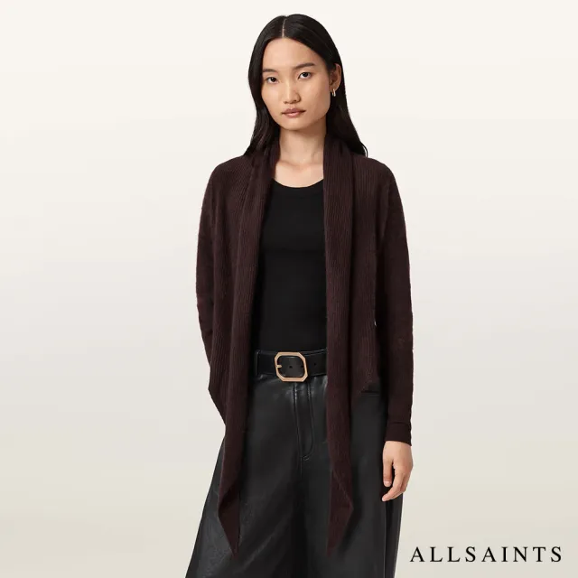 【ALLSAINTS】REBEL 喀什米爾羊毛罩衫外套-酒紅 W091KD(舒適版型)