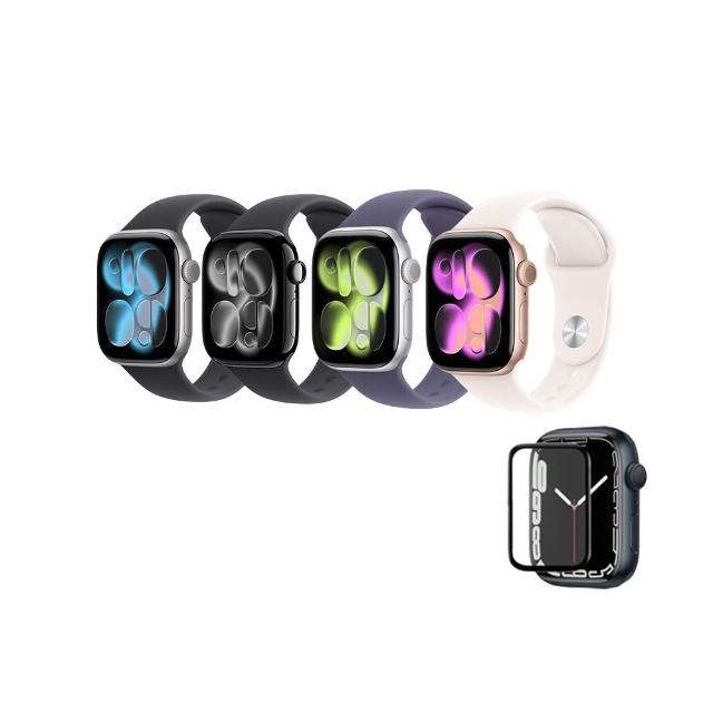 鋼化保貼組【Apple】Apple Watch Series 11 GPS 46mm(鋁金屬錶殼搭配運動型錶帶)