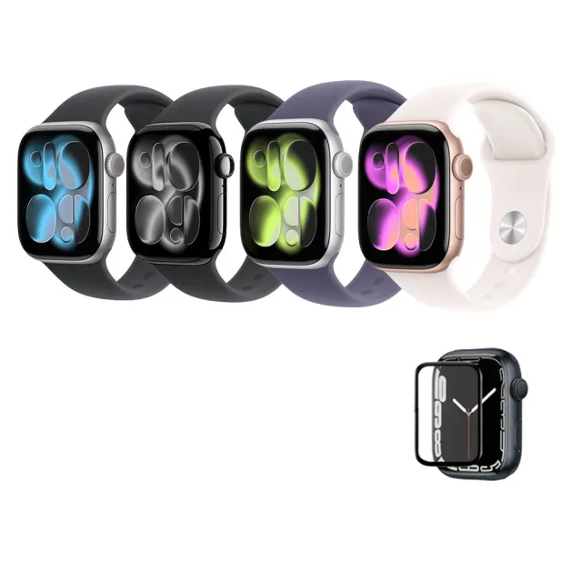 鋼化保貼組【Apple】Apple Watch S11 GPS 46mm(鋁金屬錶殼配運動錶帶)