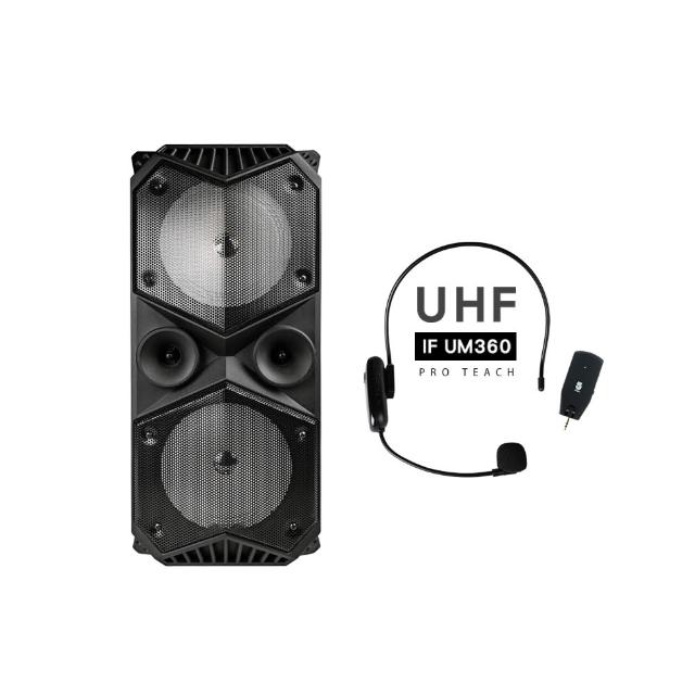 【ifive】重量級移動式擴音設備 if-SP955+UHF 無線教學麥克風 if-UM360(教學頭戴式無線麥克風組合)