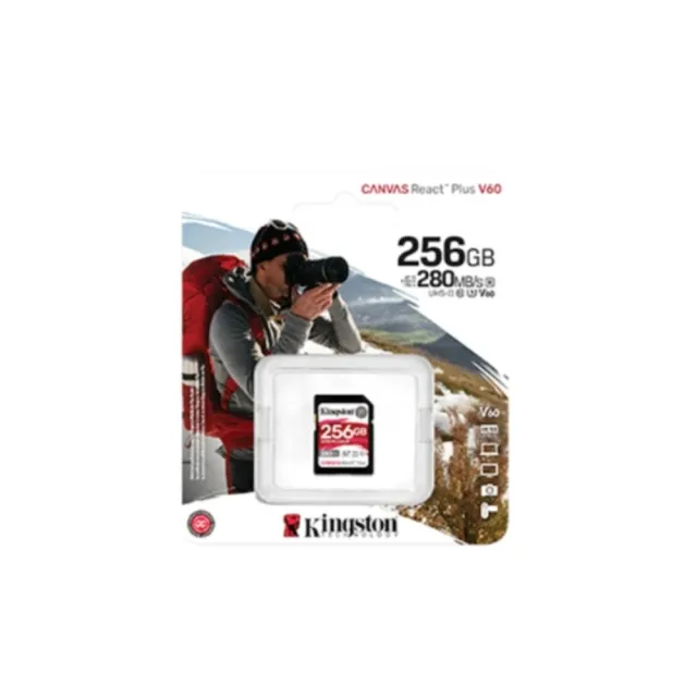 【Kingston 金士頓】Canvas React Plus V60 SD 256GB/280MB/s 記憶卡(SDR2V6/256GB)
