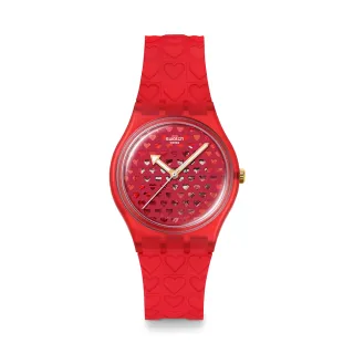 【SWATCH】LOVE IN SCARLET 情人節特別款/男錶/女錶/瑞士製造 SO28Z122 (34mm)