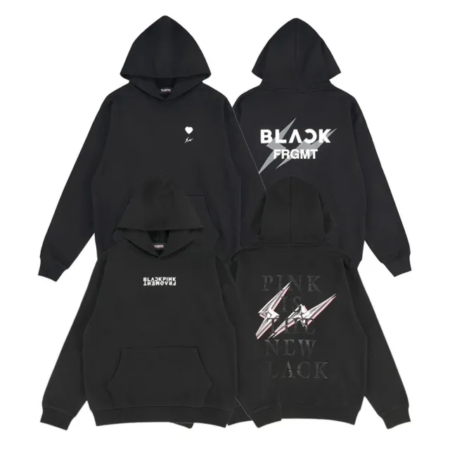 BLACKPINK ✖️fragment BLACK パーカー XL 藤原ひろし Blackpink x Fragment 藤原浩小愛心閃電Logo / 胸前字樣黑帽T ANBP-06