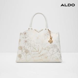 【ALDO】ANGELFLORA-華麗植物手繪圖樣托特包(白色)