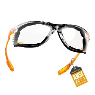 POWERTEC 護目鏡 ANSI認證 超輕量 可拆卸EVA緩衝墊 抗UV400 防衝擊 木工 工業防護