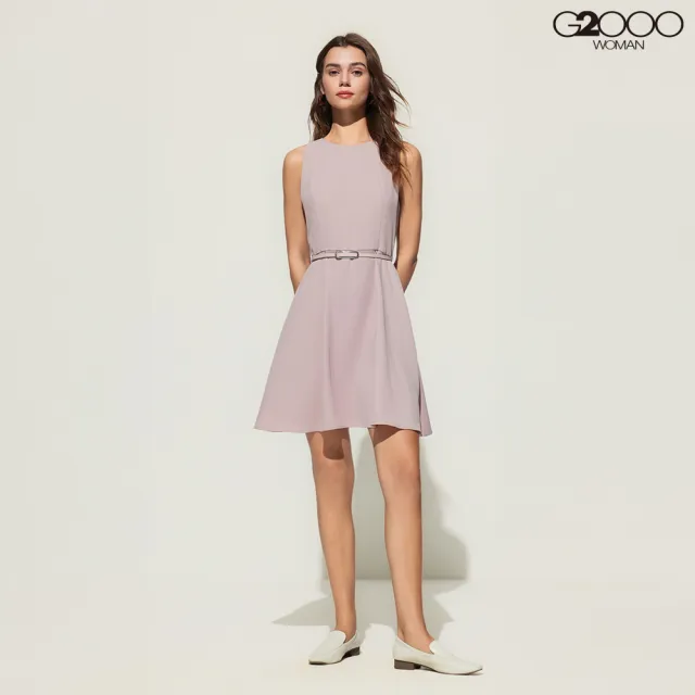 【G2000】女款 時尚圓領無袖洋裝-豆沙粉(5123106627)