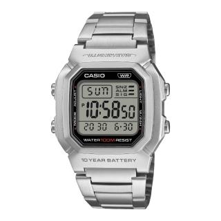 【CASIO 卡西歐】經典鋼帶方形電子錶(W-800HD-1A)
