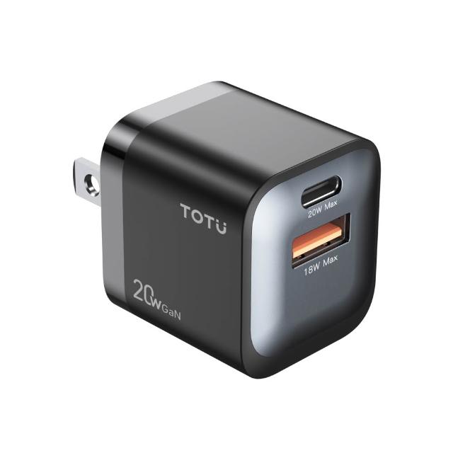 【TOTU】雙孔 GaN氮化鎵 PD快充 Type-C+USB 充電器充電頭 20W QC Racing系列