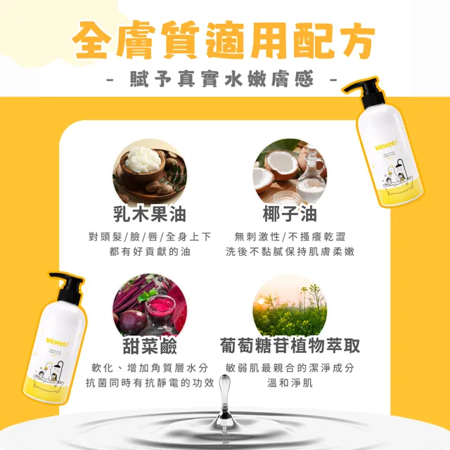 【wewee!】全身洗香香 舒敏洗髮沐浴二合一(300ml-嬰兒盆浴、幼童淋浴 一瓶搞定)