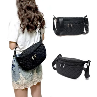 【吉豐洋行】大容量舒適寬背帶菱格配皮防潑水斜背包/側背包/胸包(防水包 獨家訂製版型)