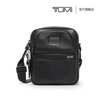 【TUMI】Alpha 中型休閒皮革斜背包 - 黑色(TUMI 官方旗艦店)