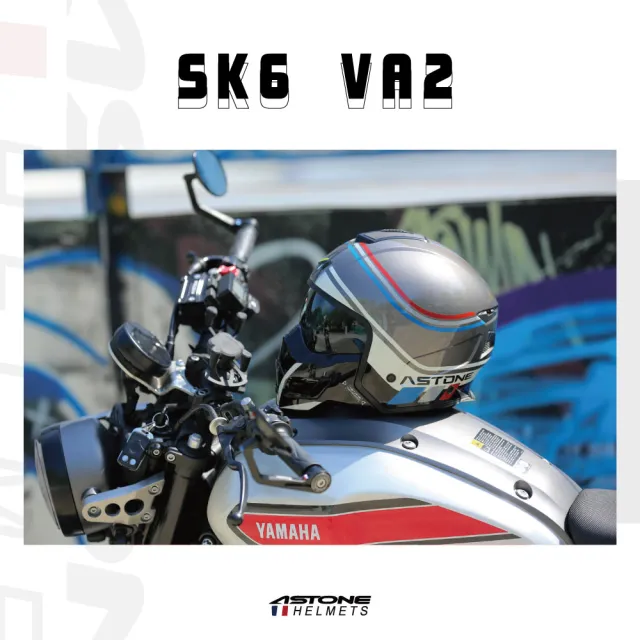 【ASTONE】官方直營-SK6-VA2彩繪 可拆式3/4罩全罩兩用安全帽(淺黑/法 平暖灰/義 平黑/紅 白/灰)