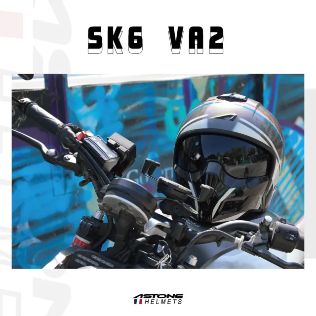 【ASTONE】官方直營-SK6-VA2彩繪 可拆式3/4罩全罩兩用安全帽(淺黑/法 平暖灰/義 平黑/紅 白/灰)