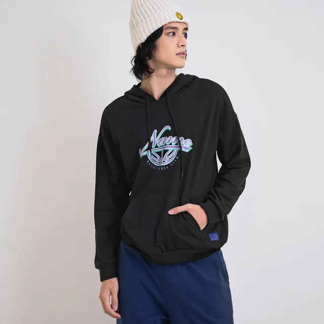 【OB 嚴選】抗UV籃球英文印花袋鼠口袋帽T 《KL1524》