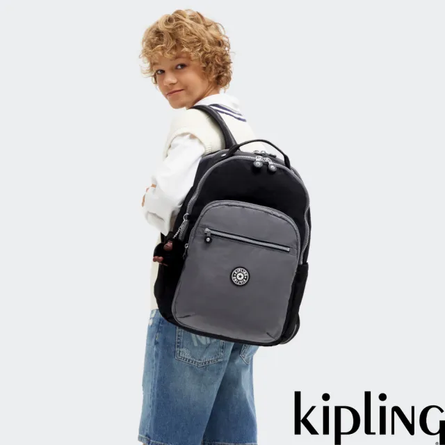 【KIPLING】『首爾包』黑灰撞色機能手提後背包-SEOUL LAP