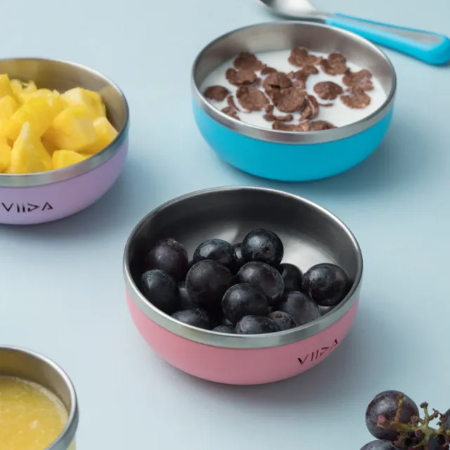 【VIIDA】Souffle 抗菌不鏽鋼餐碗(台灣製/兒童餐碗/三色碗/寶寶餐具/抗菌餐碗/學習餐碗)