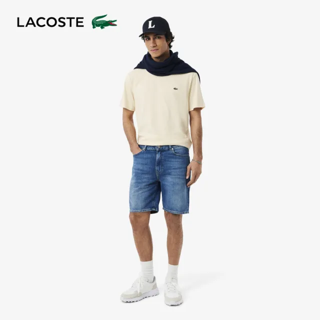 【LACOSTE】男裝-經典版型logo棉質短袖T恤(米白色)