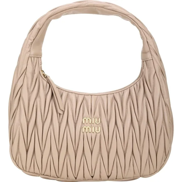 【MIU MIU】Wander Matelasse 30CM 皺褶納帕皮革肩背包-2色可選